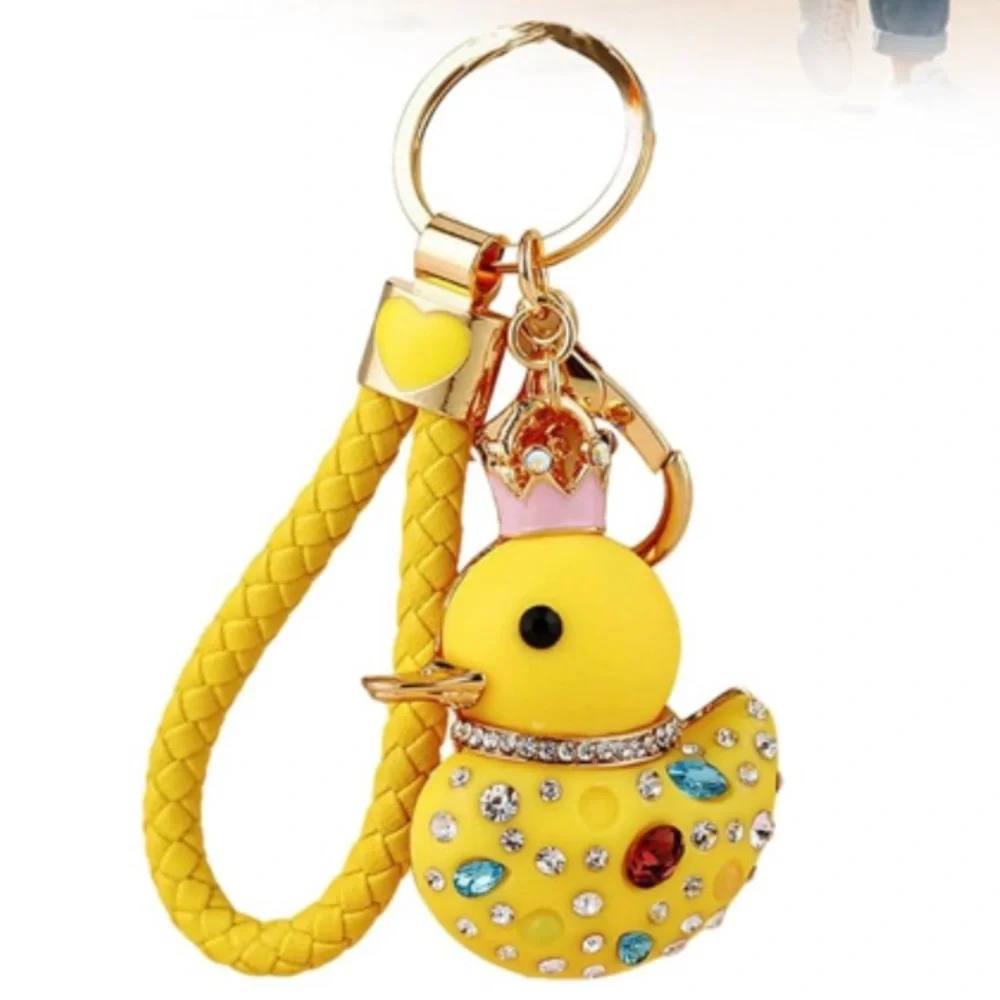 Yellow Duck with Rhinestones Bag Charm - Picture 1 of 1
